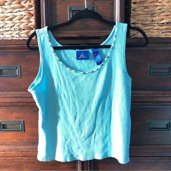 J.H. Collectibles 2pc. teal rib knit cardigan sweater set in size L - Picture 6 of 8